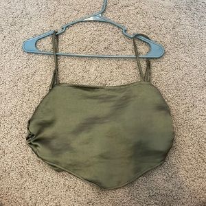 Green satin tie top